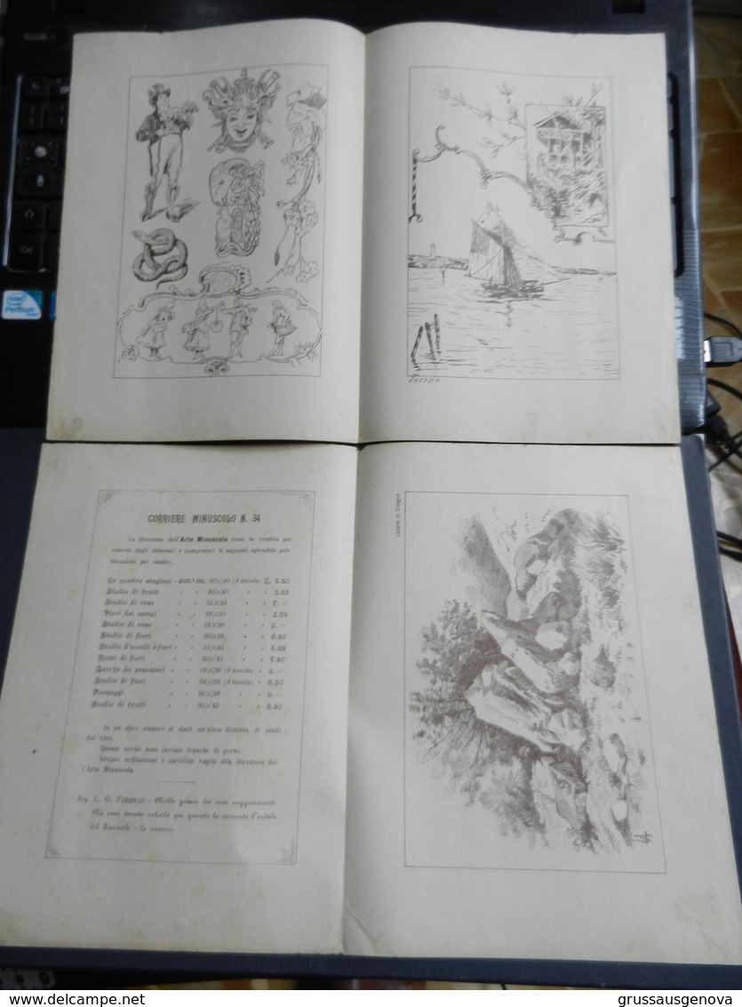 8g) ARTE MINUSCOLA LEZIONE DI DISEGNO 28 AGOSTO 1898 DUE FOGLI CON VARIE IMMAGINI ARABO DELLE MISSIONI - Altri & Non Classificati