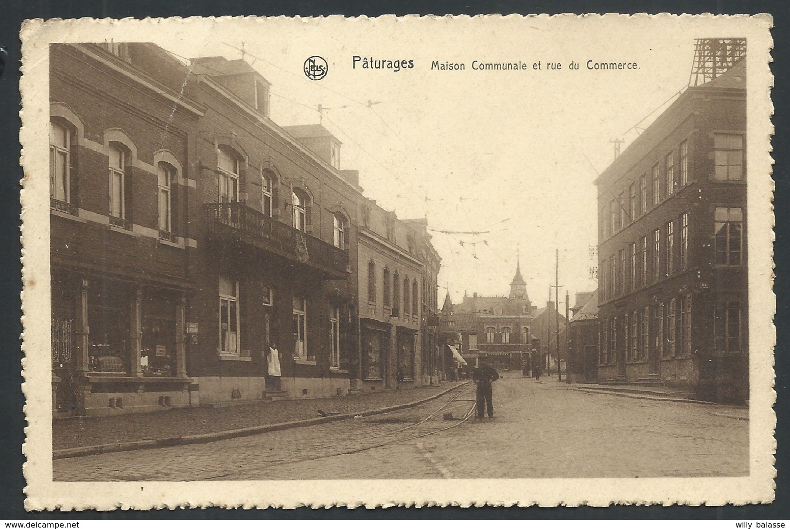 +++ CPA - PATURAGES - Maison Communale Et Rue Du Commerce - Nels   // - Colfontaine