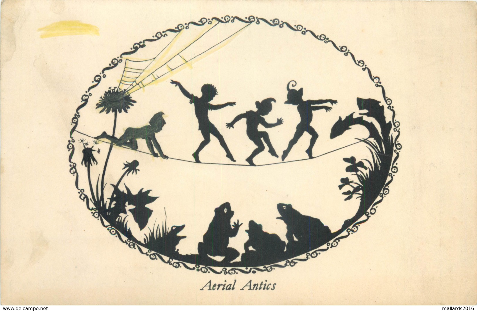 MARGARET TARRANT - ELFIN SERIES - "AERIAL ANTICS" SILHOUETTE OLD POSTCARD #91405 - Other & Unclassified