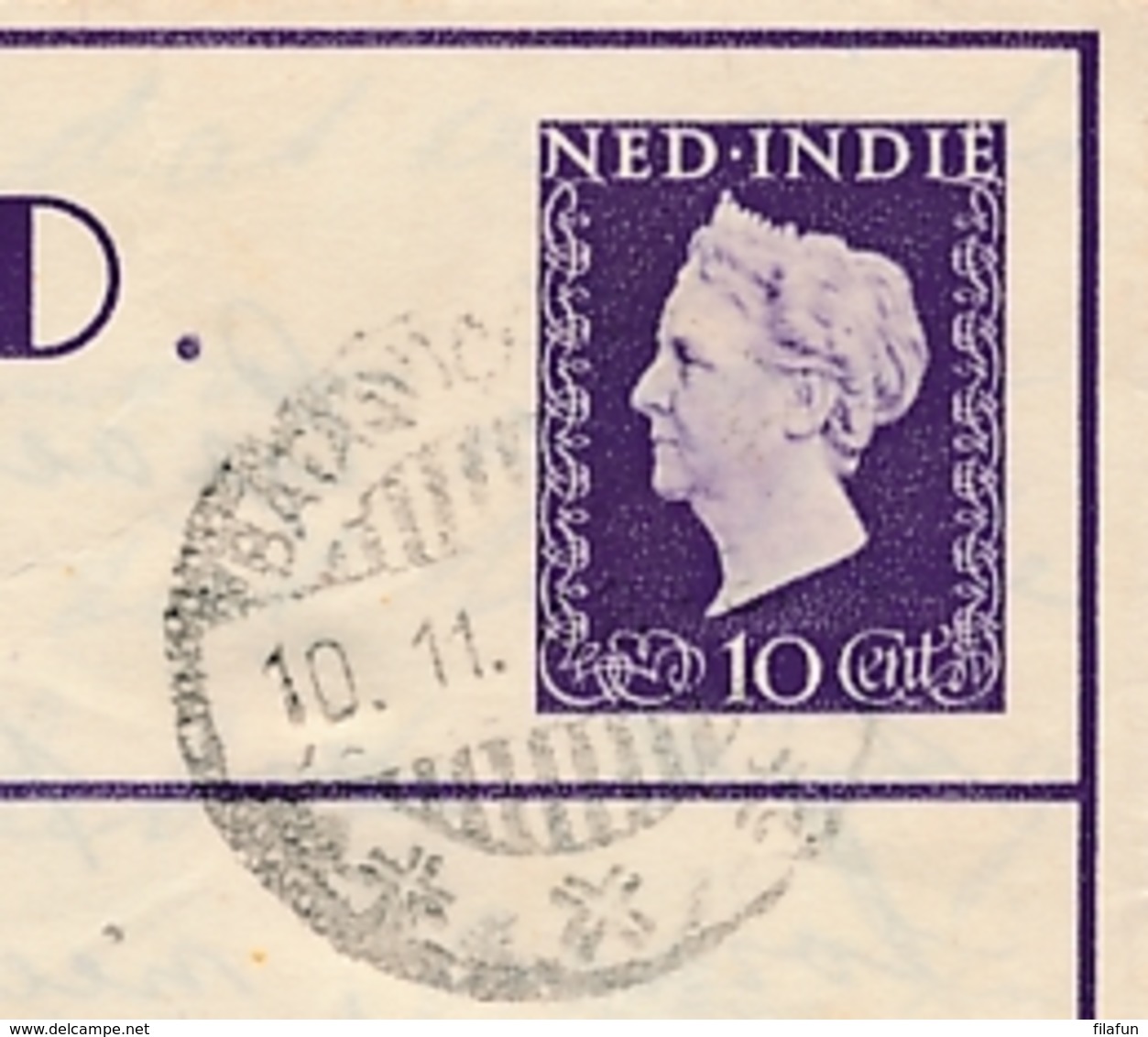 Nederlands Indië - 1948 - 10 Cent Juliana Type Hartz, Postblad G6 Lokaal Gebruikt Batavia - Nederlands-Indië