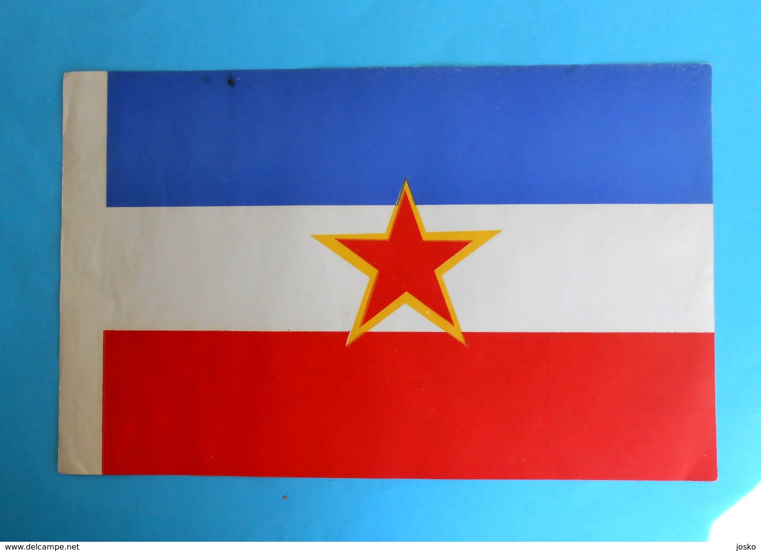 YUGOSLAVIA Original Vintage Paper STATE COMMUNIST FLAG * Larger Size * Drapeau Flagge Croatia Slovenia Bosnia Macedonia - Flags