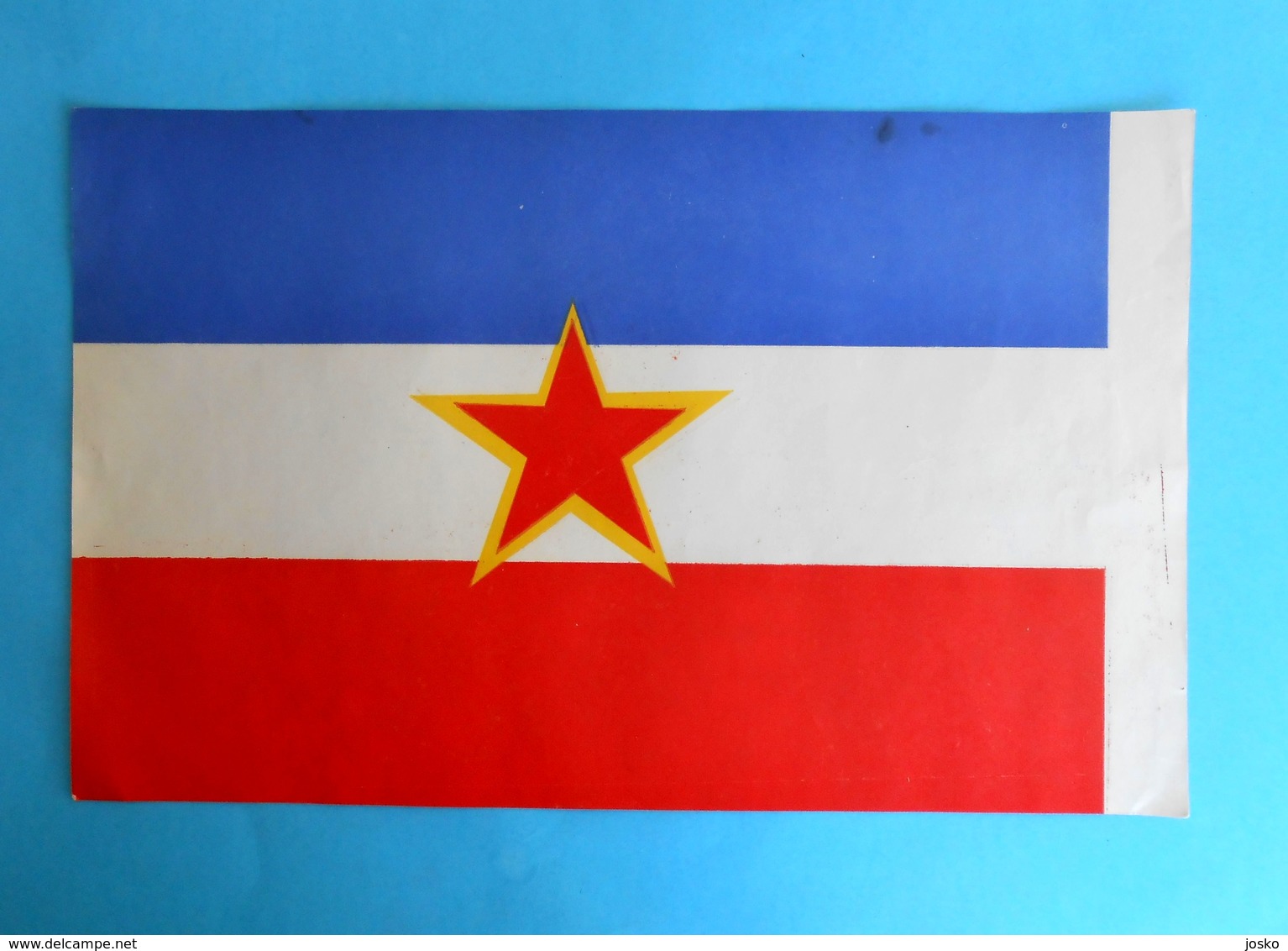 YUGOSLAVIA Original Vintage Paper STATE COMMUNIST FLAG * Larger Size * Drapeau Flagge Croatia Slovenia Bosnia Macedonia - Banderas