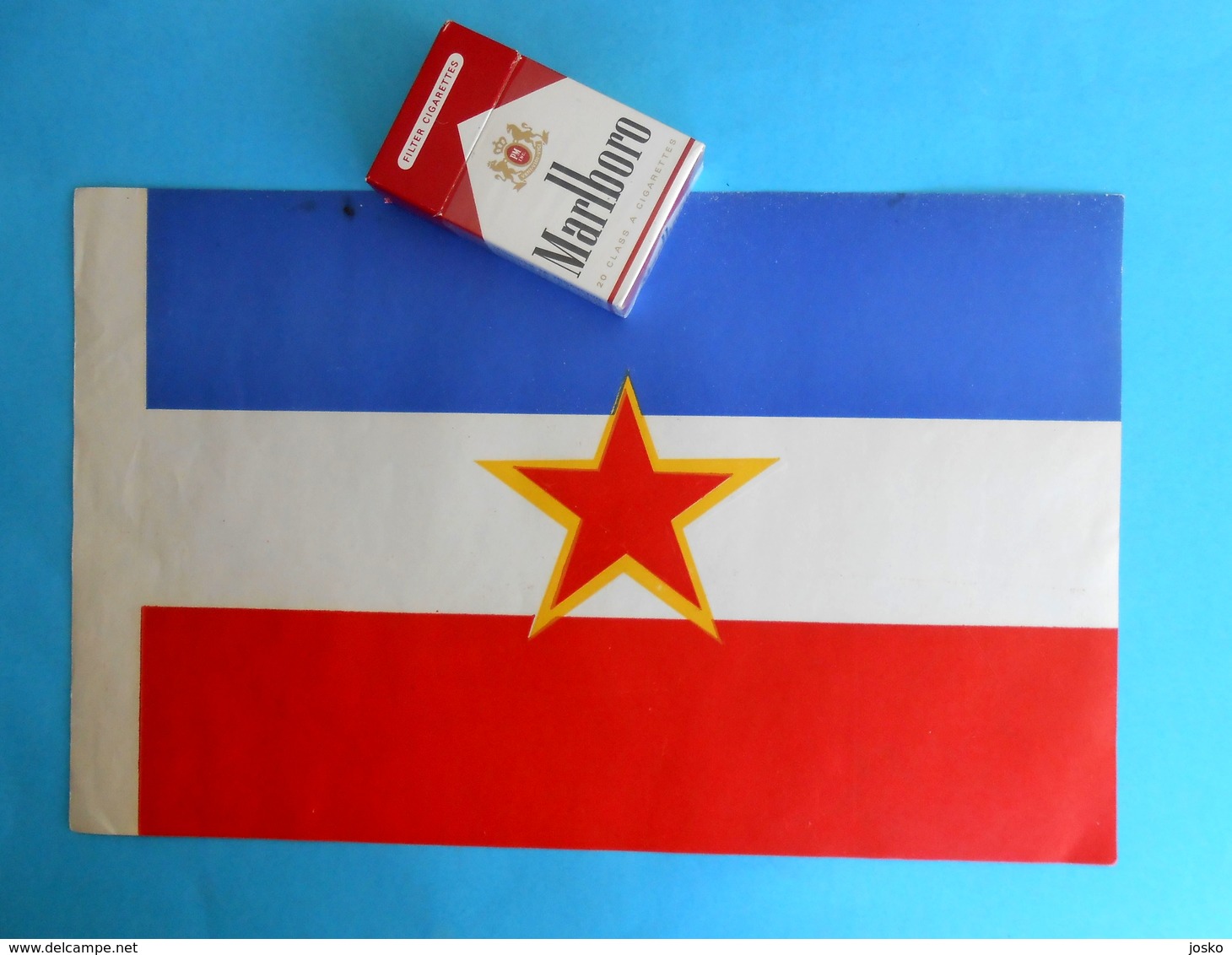 YUGOSLAVIA Original Vintage Paper STATE COMMUNIST FLAG * Larger Size * Drapeau Flagge Croatia Slovenia Bosnia Macedonia - Flags