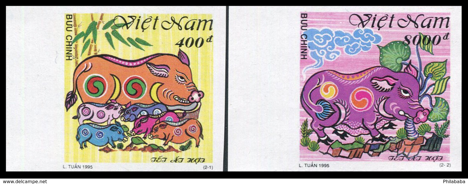 Vietnam 1995  YT 1515-16 Nd ; Mi# 2656-57  (*) MNG   Imperforate - Vietnam