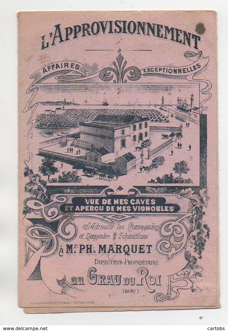 Dépliant Publicitaire Vente De Vins , M Marquet à GRAU-du-ROI (Gard) En 1904 - 1900 – 1949