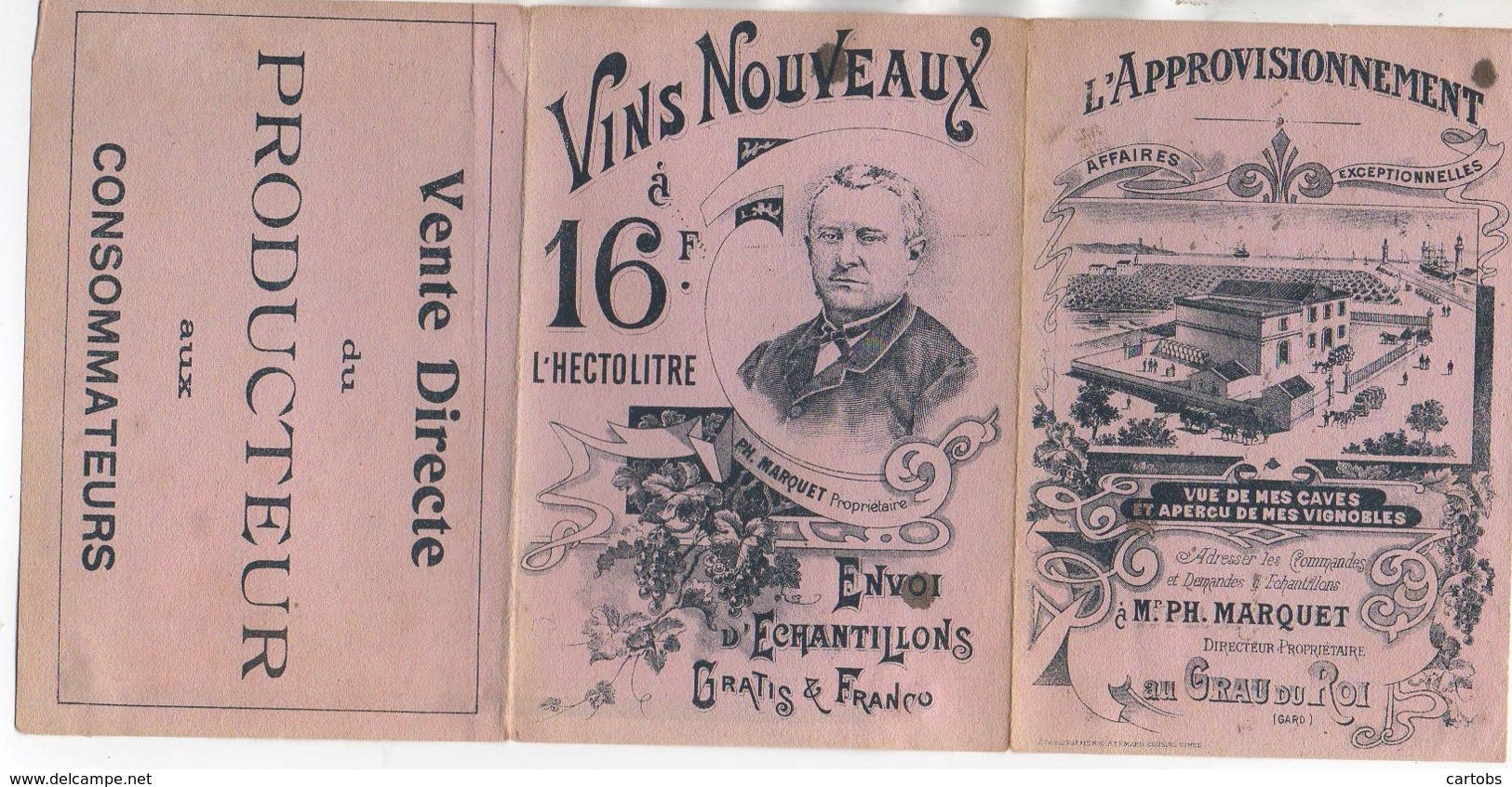 Dépliant Publicitaire Vente De Vins , M Marquet à GRAU-du-ROI (Gard) En 1904 - 1900 – 1949