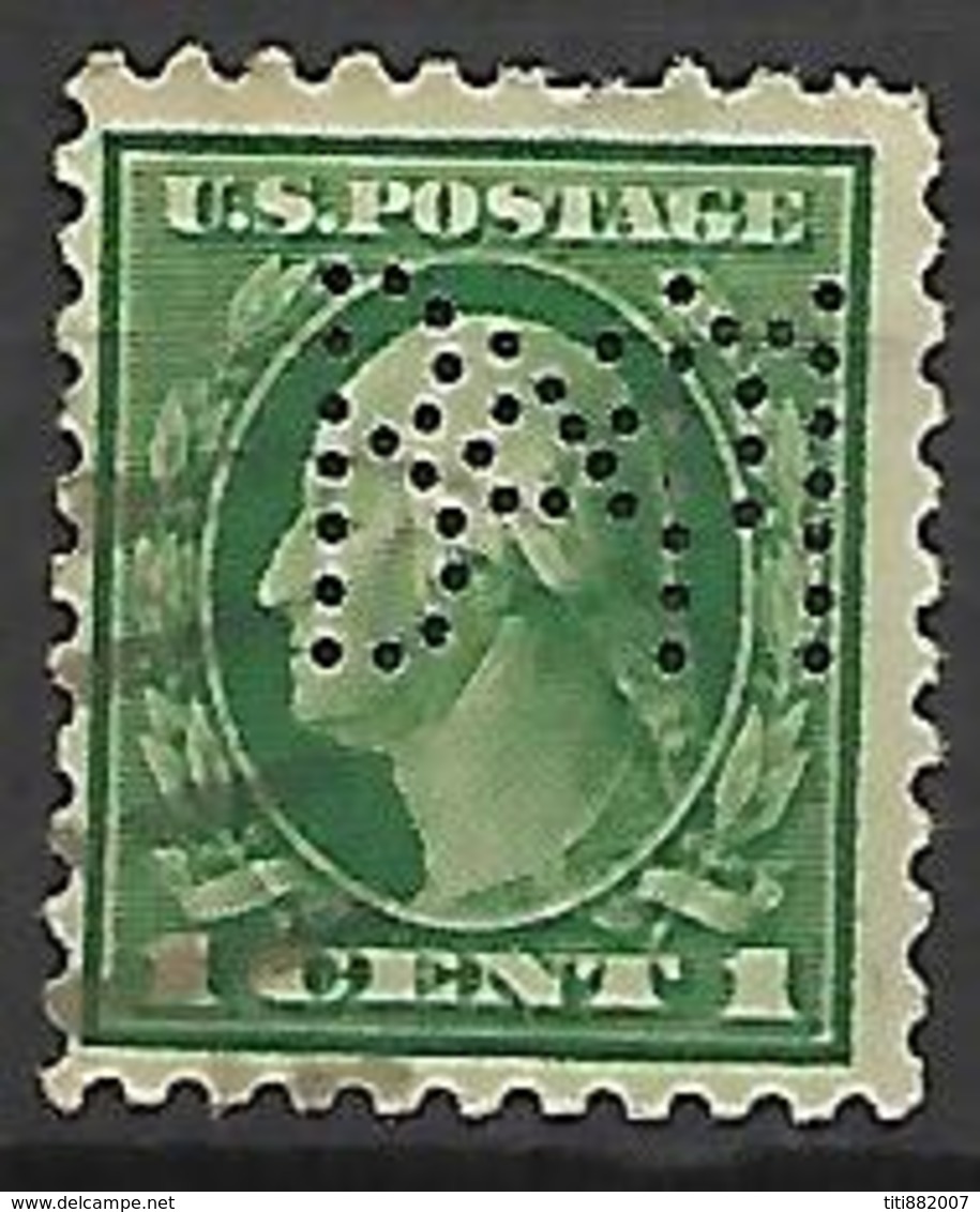 USA   -   1 Cent Vert Perforé / Perfin   BM.  Oblitéré - Perfins
