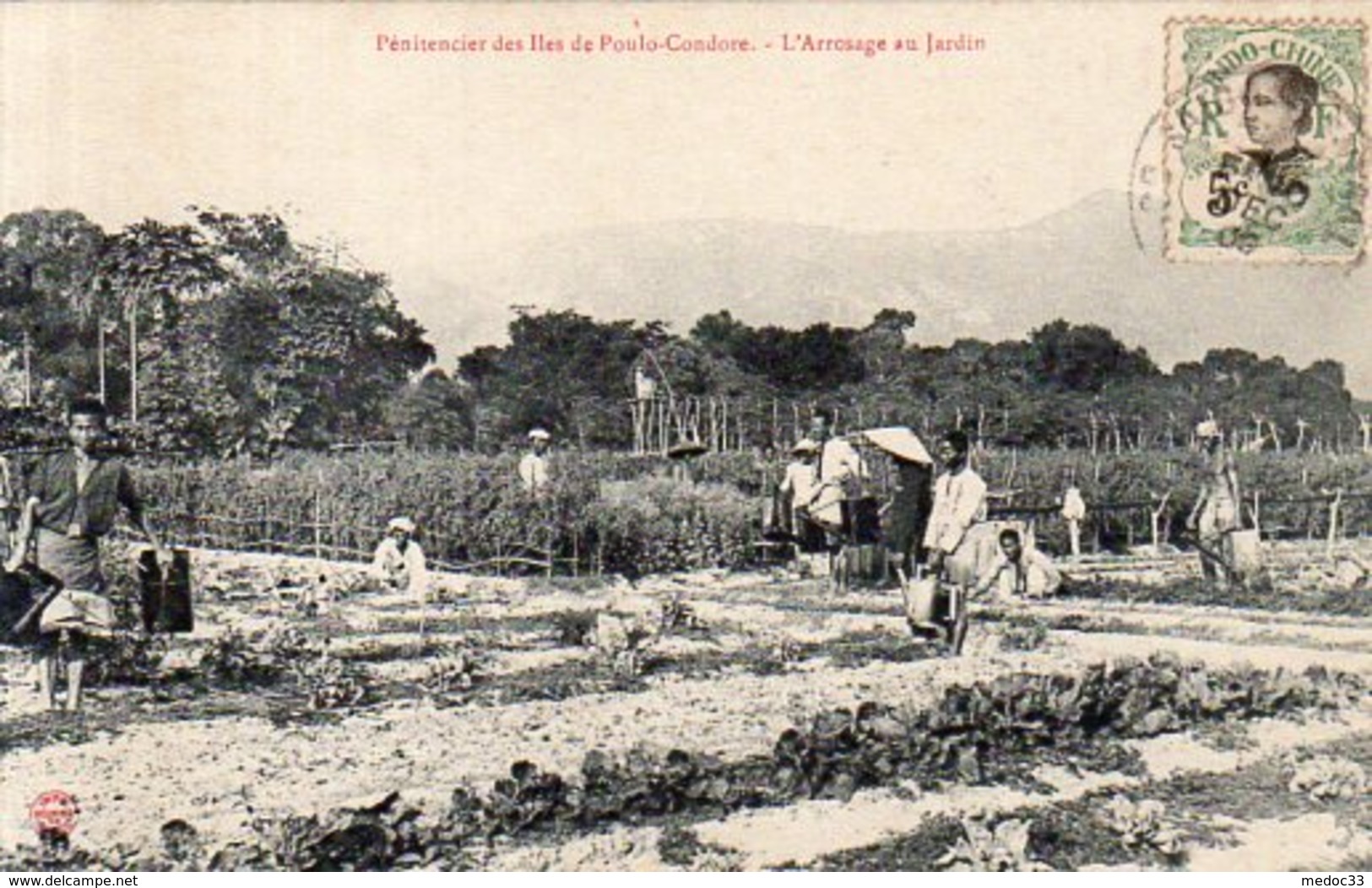 Viet-Nam,Indochine Française,Cpa Pénitencier De Poulo-Condore,L'Arrosage Au Jardin - Vietnam
