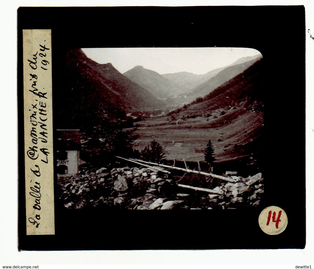 Oude Glasplaat (8,5 X 10cm).La Vallée De CHAMONIX Pris Du La Vancher  En 1924 - Plaques De Verre