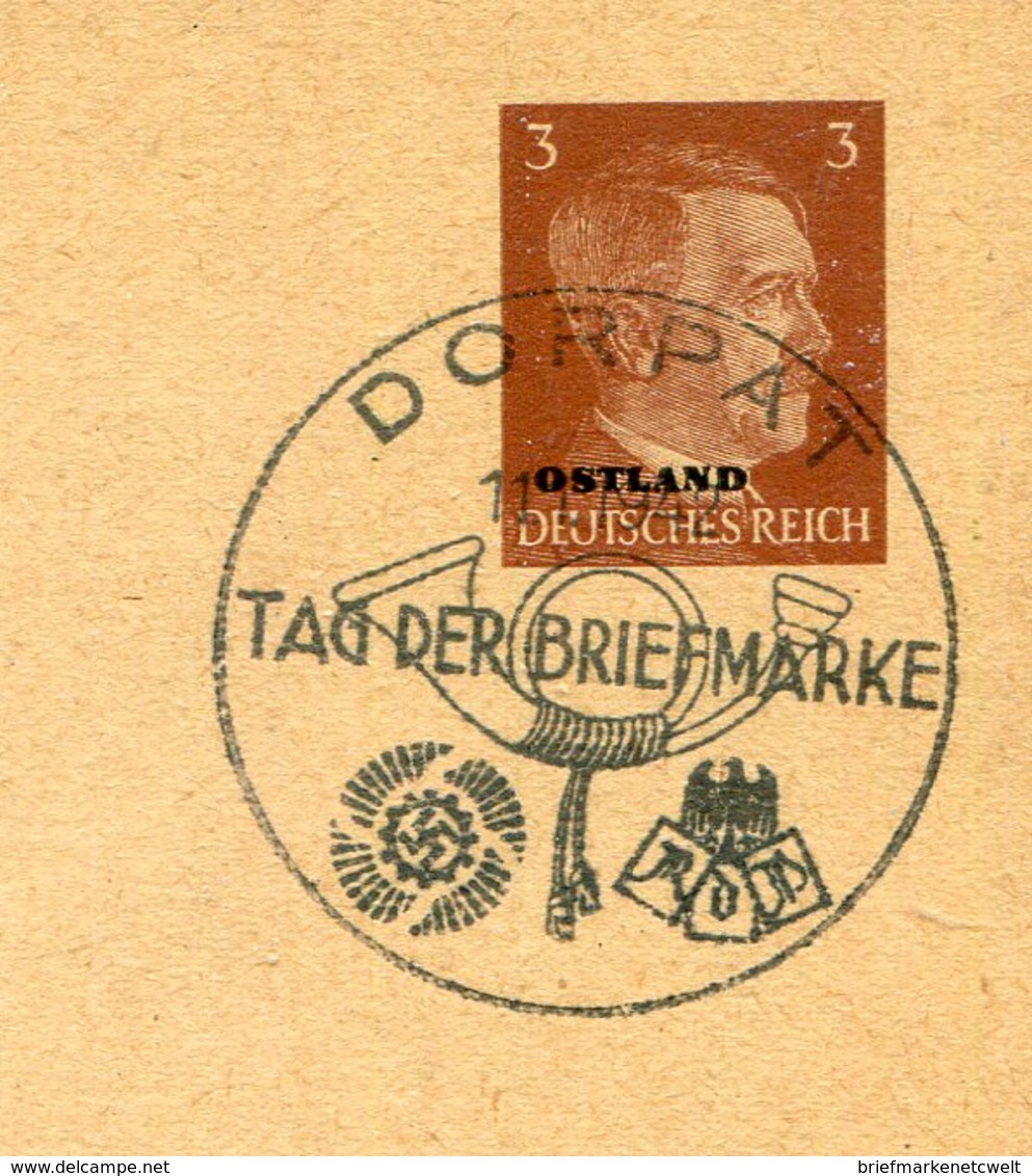 D.Bes.39/45-Ostland / 1942 / Sonderpostkarte Mi. P 3/01 So-Stempel DORPAT (Ersttag) (11372) - Occupation 1938-45