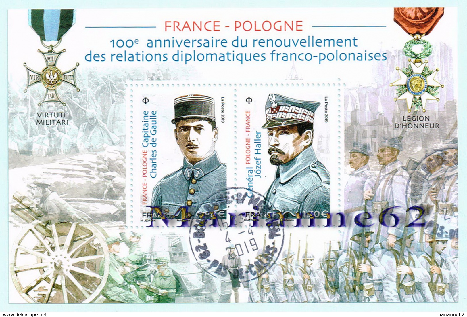 France 2019 BF 100è Anniversaire Du Renouvellement Des Relations Diplomatiques Franco-polonaise - MNH Or Cancelled - Usados