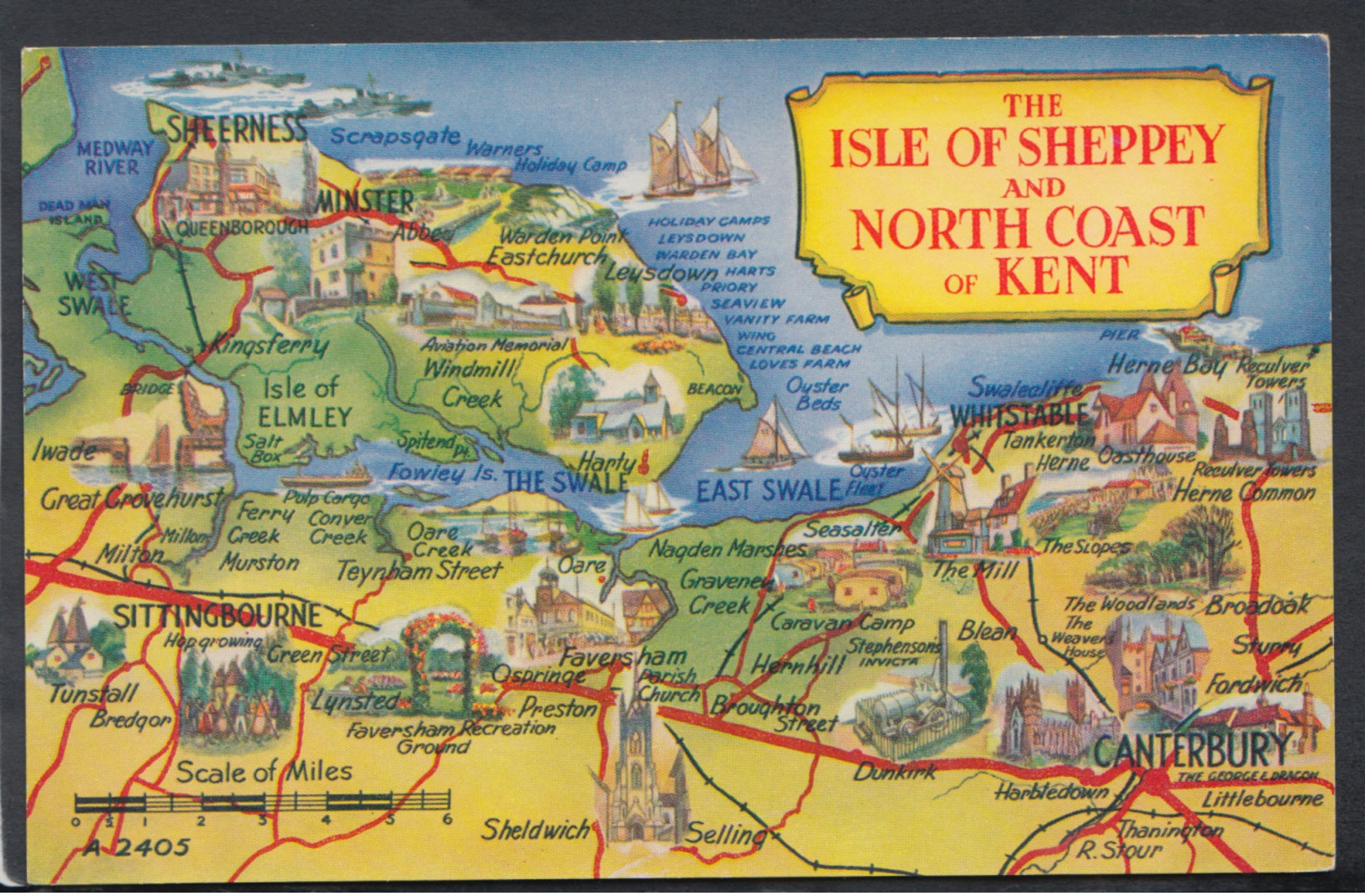 Maps Postcard - The Isle Of Sheppey And North Coast Of Kent  DC1993 - Cartes Géographiques