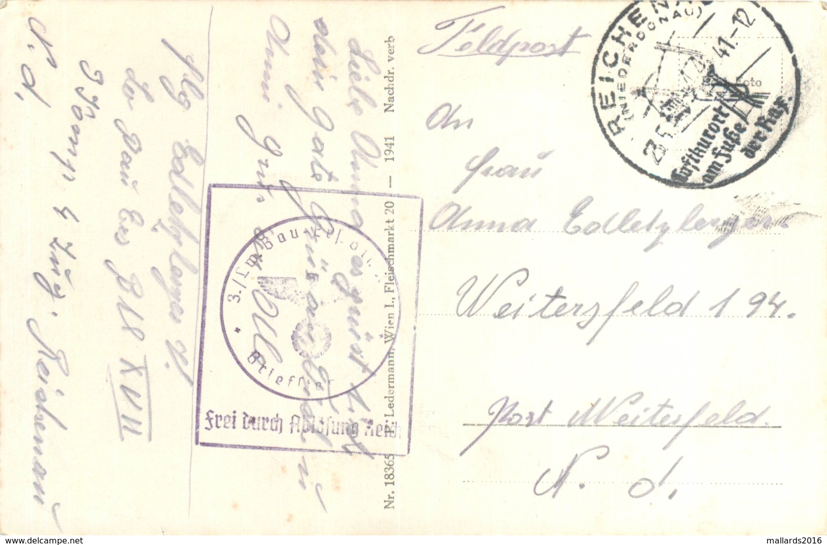 2 FELDPOST POSTMARKED POSTCARDS #90463 - Guerra 1914-18