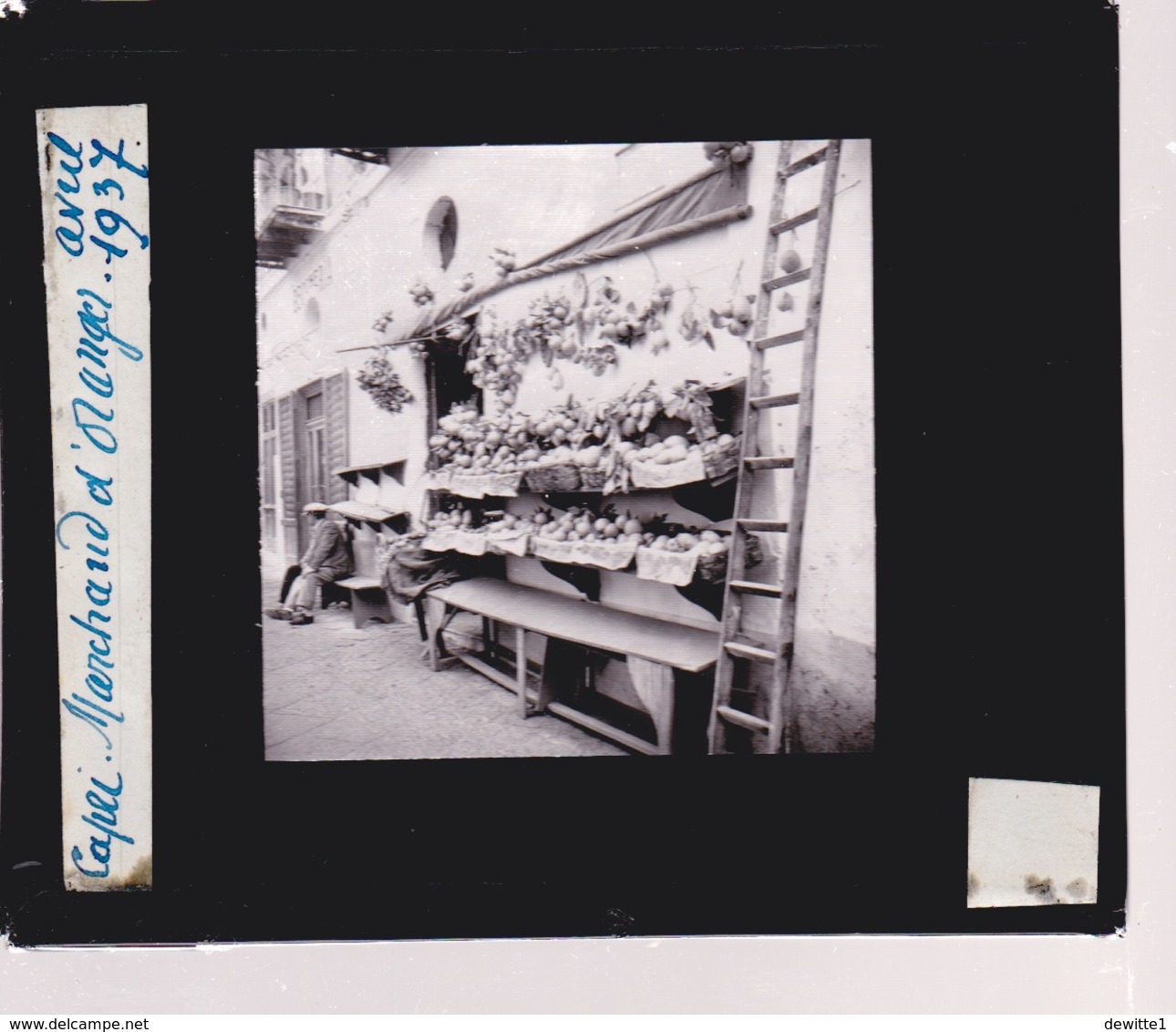 Oude Glasplaat (8,5 X 10cm).  CAPRI. Marchand D'Oranges. 1937 - Plaques De Verre