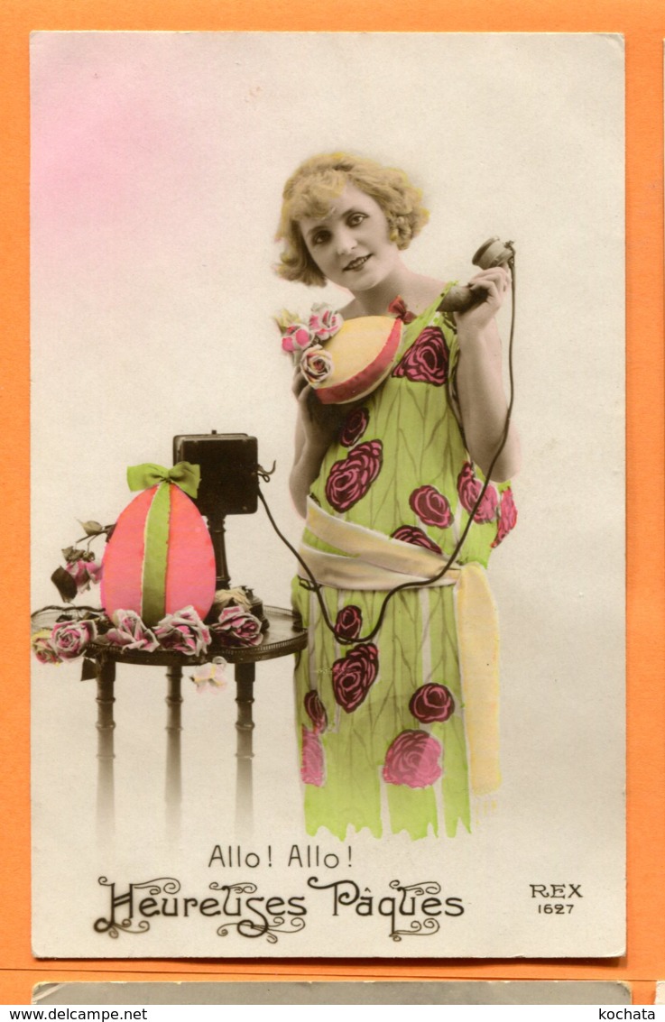 FR370, Femme Avec Une Robe Fluo, Téléphone, Phone, REX 1627, Circulée 1930 Sous Enveloppe - Pâques