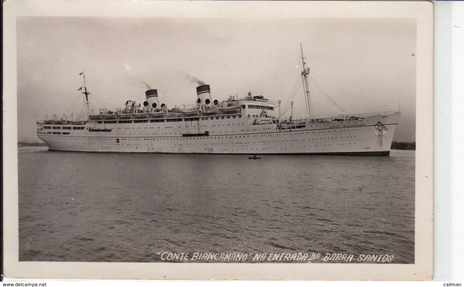 MOTONAVE SHIP CONTE BIANCAMANO - CARTOLINA ORIGINALE SPEDITA NEL 1951 - Piroscafi