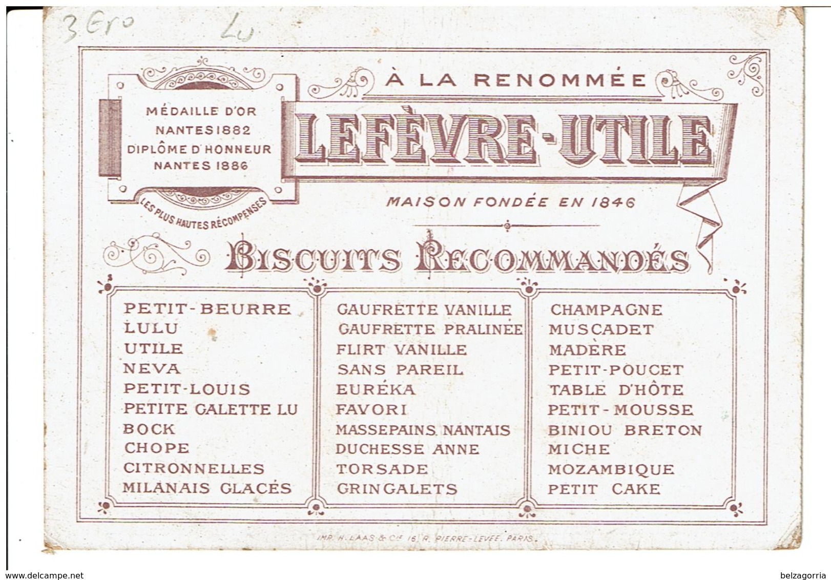 CHROMOS DORE  LEFEVRE - UTILE -NANTES 44 - Les HUGENOTS - Biscuits Recommandés - Lu