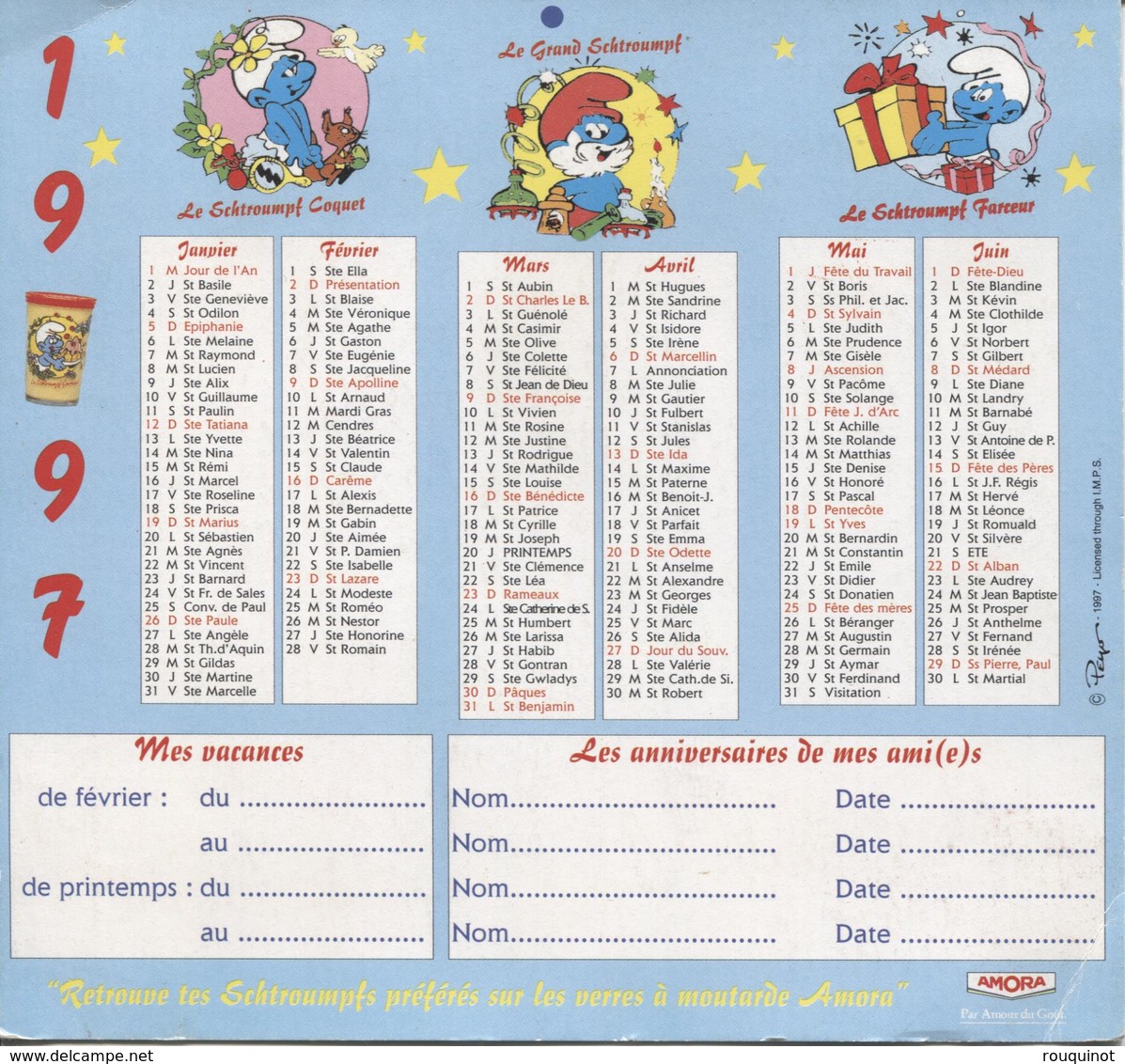 CALENDRIER 1997 - LES SCHTROUMPFS - Formato Piccolo : 1991-00