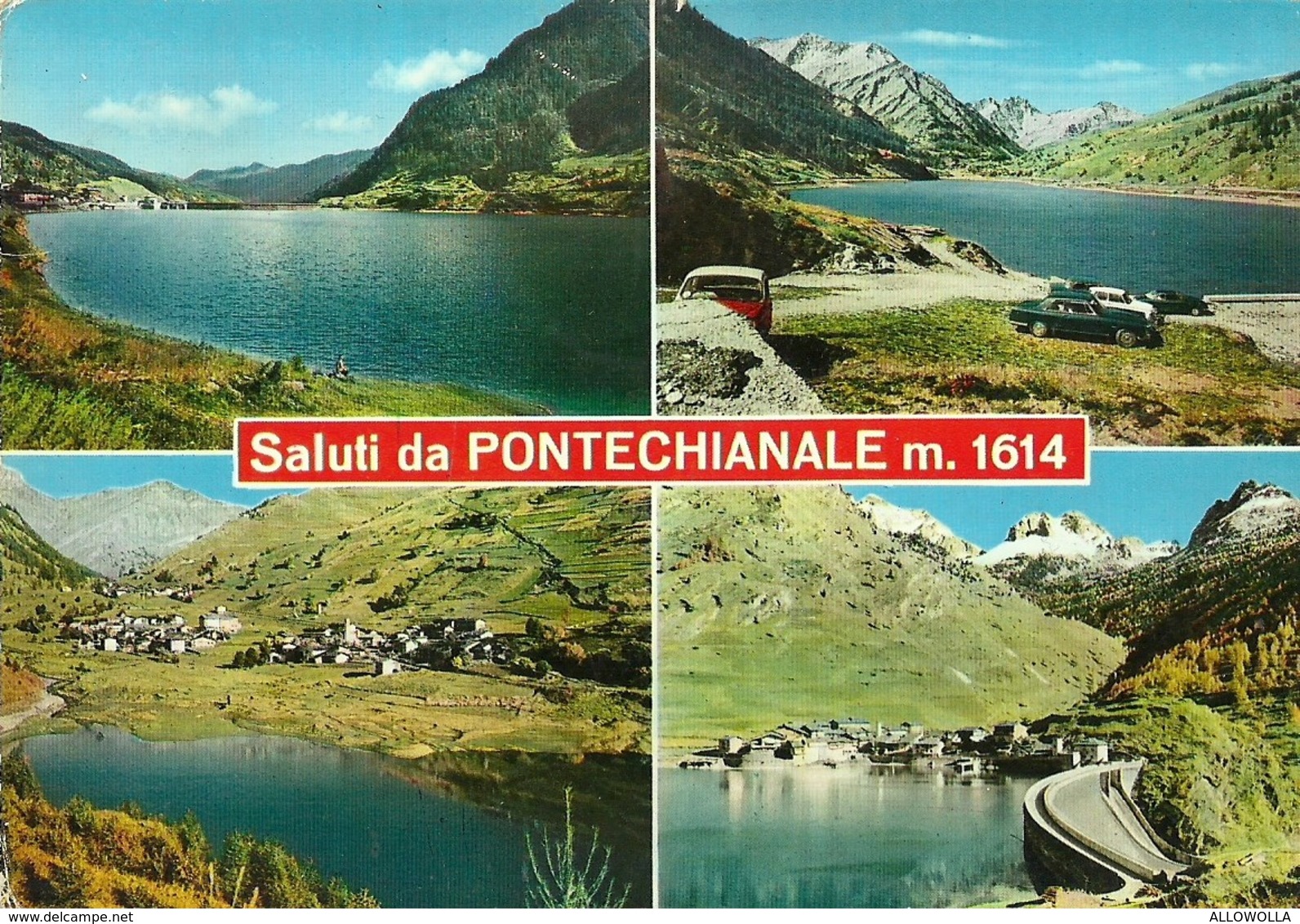 3124 " SALUTI DA PONTECHIANALE M. 1614 "4 VEDUTE-AUTO ANNI '60  CART. POST. ORIG. SPED.1969 - Greetings From...