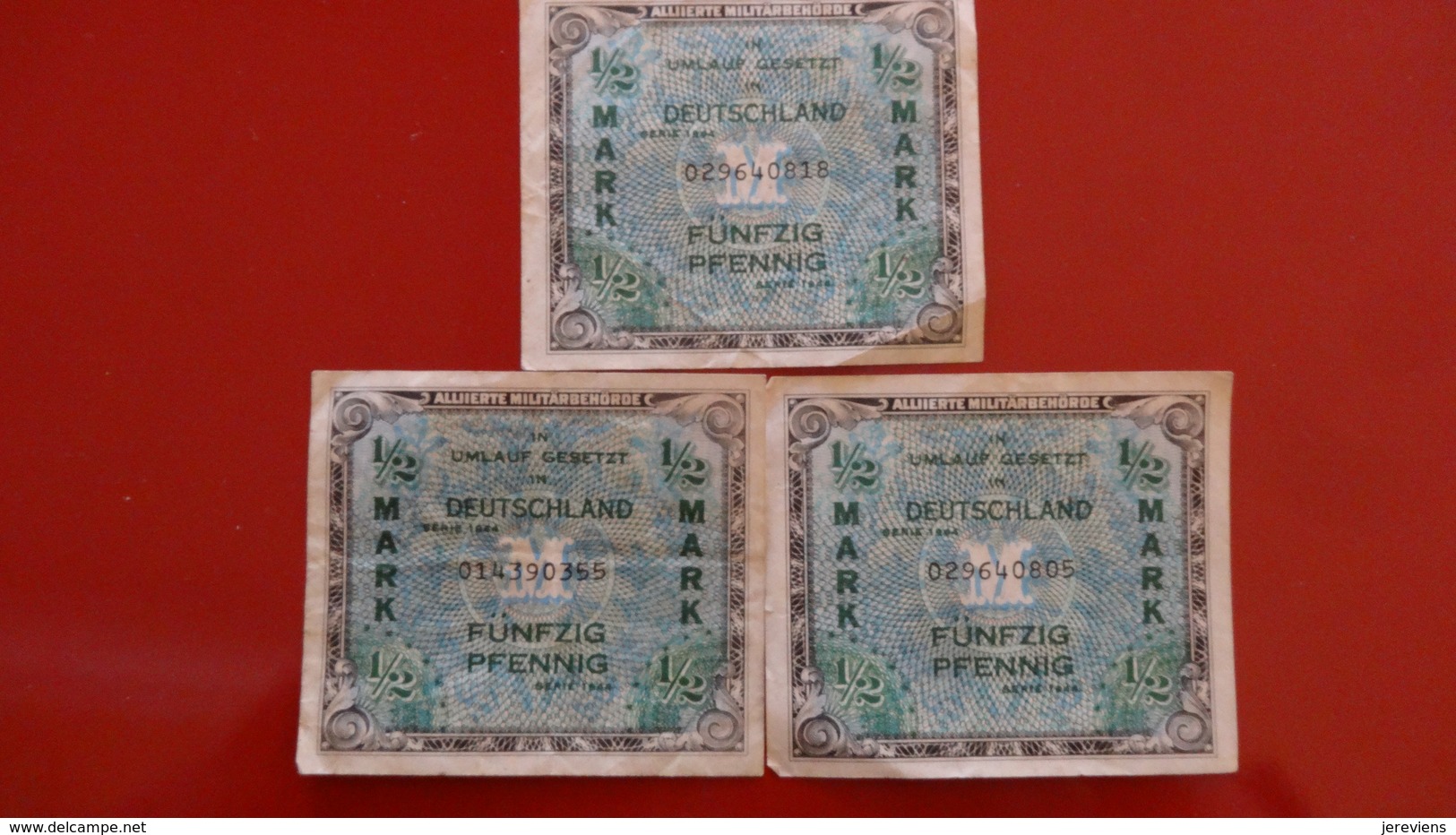 Billets De Necessite 'Allierte Militarbehorde' Lot De 1/2 Mark 1944 - 1939-45