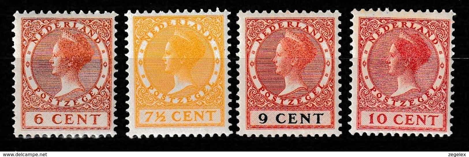 1924 Wilhelmina 6 Ct, 7,5 Ct, 9 Ct And 10 Ct MH/*  NVPH 150-153 - No Watermark - Ongebruikt