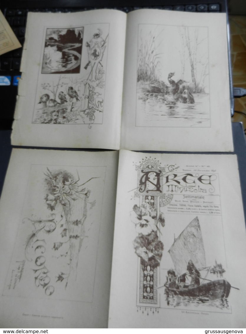 8g) ARTE MINUSCOLA LEZIONE DI DISEGNO 20 NOVEMBRE 1898  DUE FOGLI CON VARIE IMMAGINI - Altri & Non Classificati