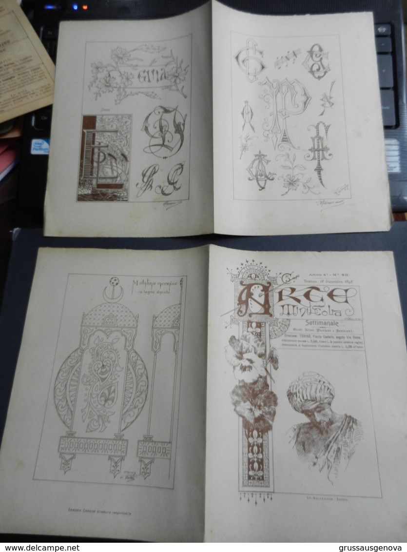 8g) ARTE MINUSCOLA LEZIONE DI DISEGNO 18 DICEMBRE 1898  DUE FOGLI CON VARIE IMMAGINI - Altri & Non Classificati