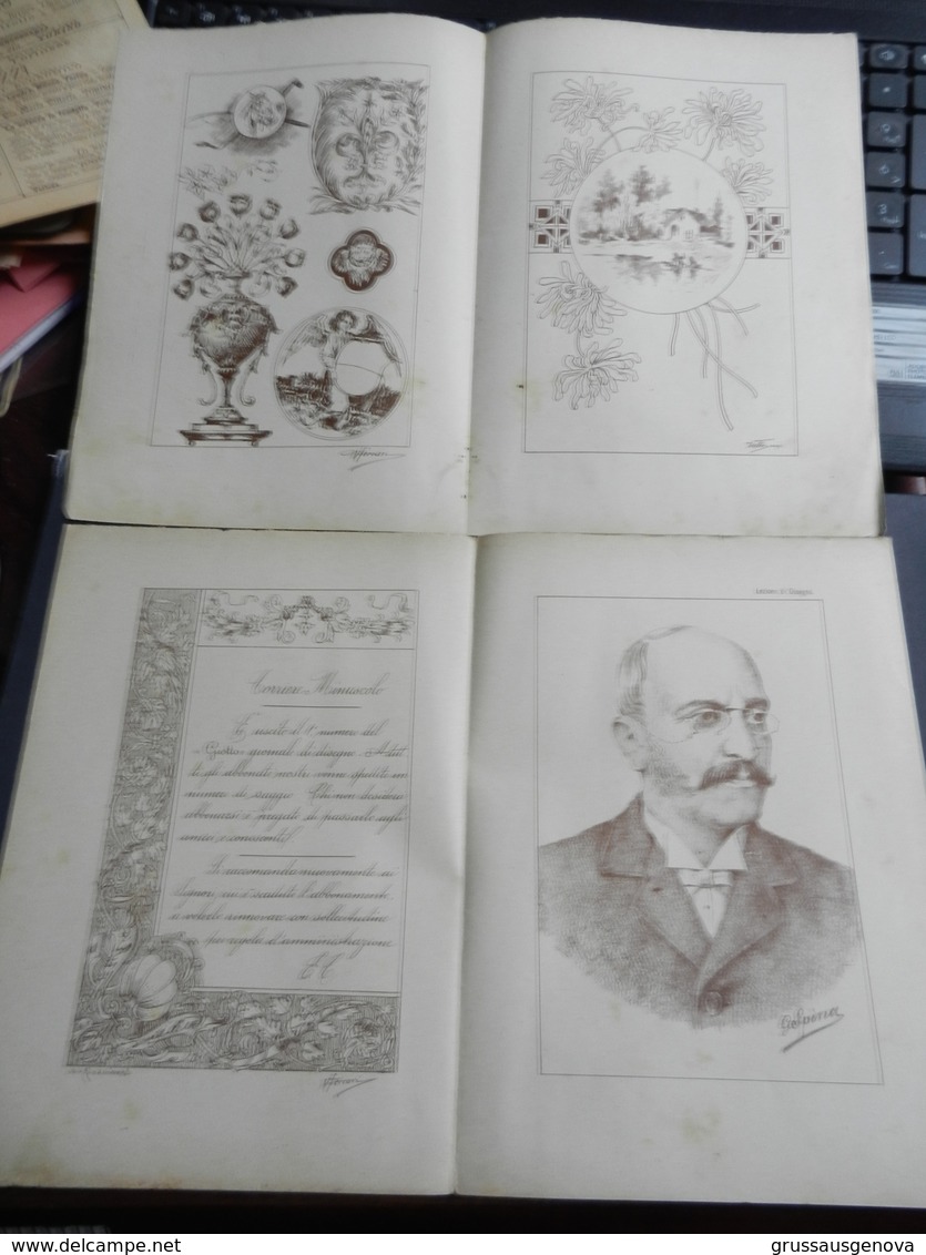 8g) ARTE MINUSCOLA LEZIONE DI DISEGNO 18 DICEMBRE 1898  DUE FOGLI CON VARIE IMMAGINI - Altri & Non Classificati