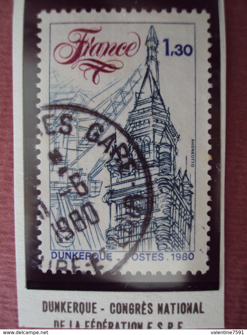 80-89-  Timbre Oblitéré  N°  2088   "   Dunkerque, Congrès National Espe   "  0.25 - Gebraucht