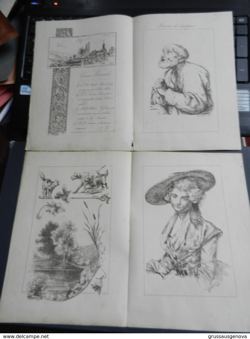 8g) ARTE MINUSCOLA LEZIONE DI DISEGNO 1897  N° 3 DUE FOGLI CON VARIE IMMAGINI - Altri & Non Classificati