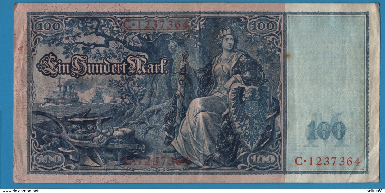 DEUTSCHES REICH 100 MARK 07.02.1908 # C.1237364 P# 35 "Flottenhunderter" - 100 Mark