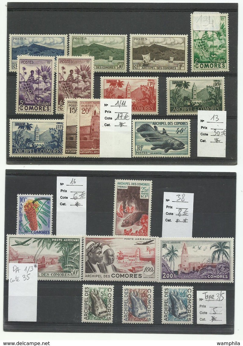 Comores Un Lot De Neufs * & ** Voir Scanns, Cote YT 101€ - Unused Stamps