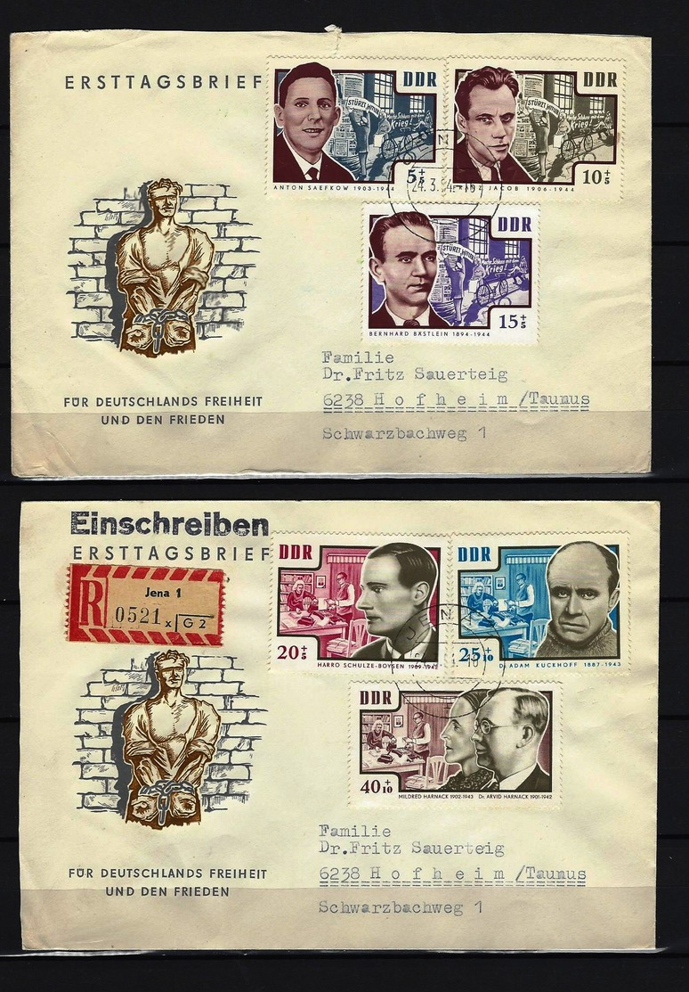 DDR -  RECO-Beleg + Beleg Mi-Nr. 1014 - 1019 Ersttags-Tagesstempel JENA - Sonstige & Ohne Zuordnung