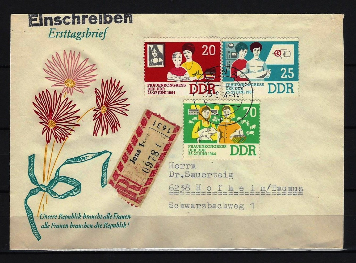 DDR - RECO-Beleg Mi-Nr. 1030 - 1032 Mit Ersttags-Tagesstempel JENA - Sonstige & Ohne Zuordnung