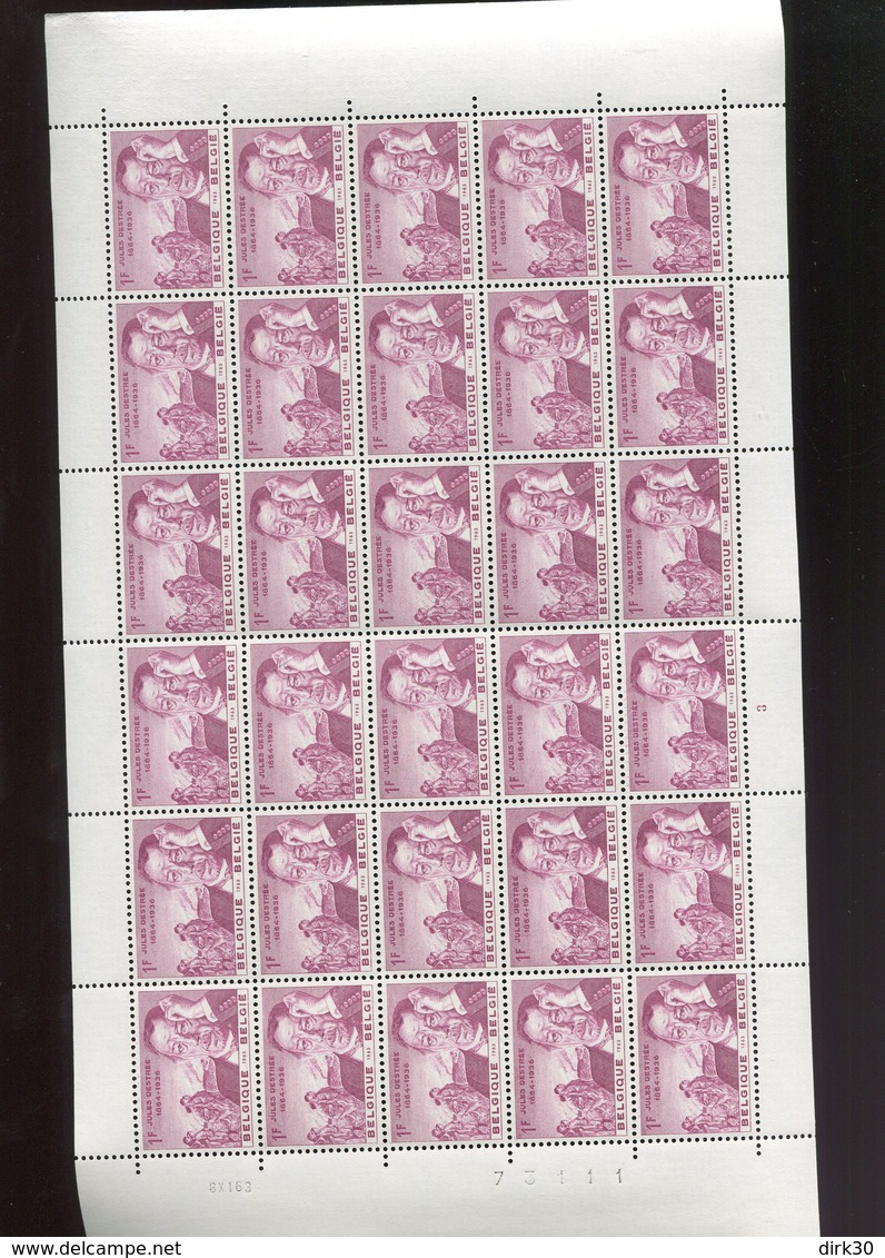 Belgie 1963 1269 Jules Destree Literature Luppi Full Sheet MNH Plaatnummer 3 - Non Classés