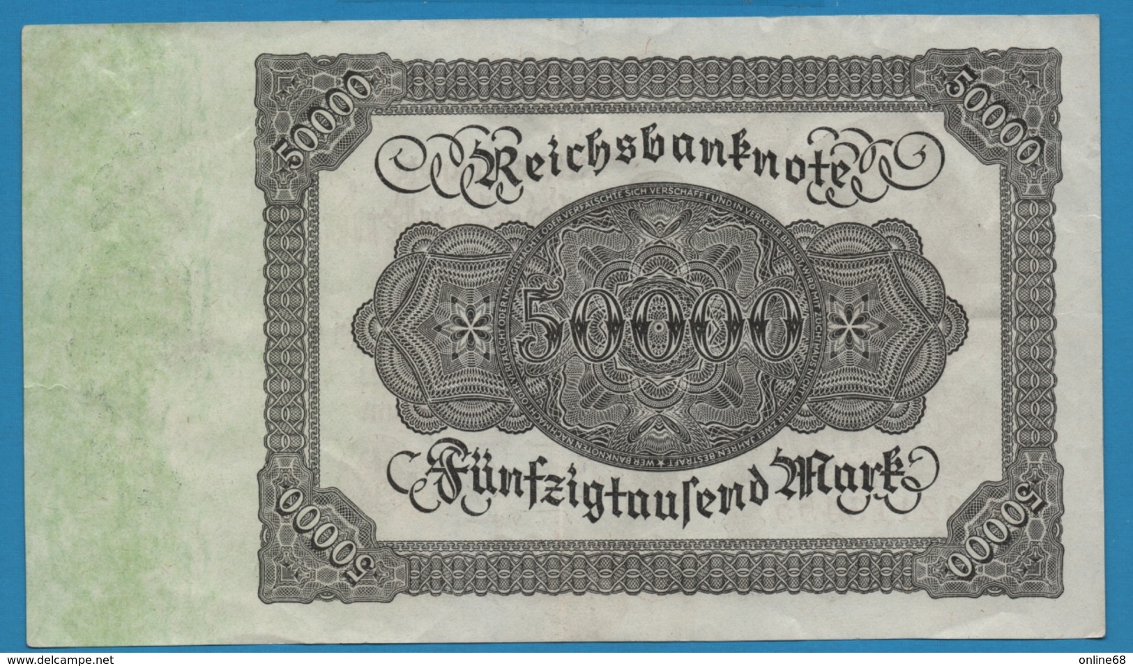 DEUTSCHES REICH 	50000 Mark 19.11.1922	No A.32113455 P# 79 ("Reichsdruck") Bürgermeister Brauweiler - 50000 Mark