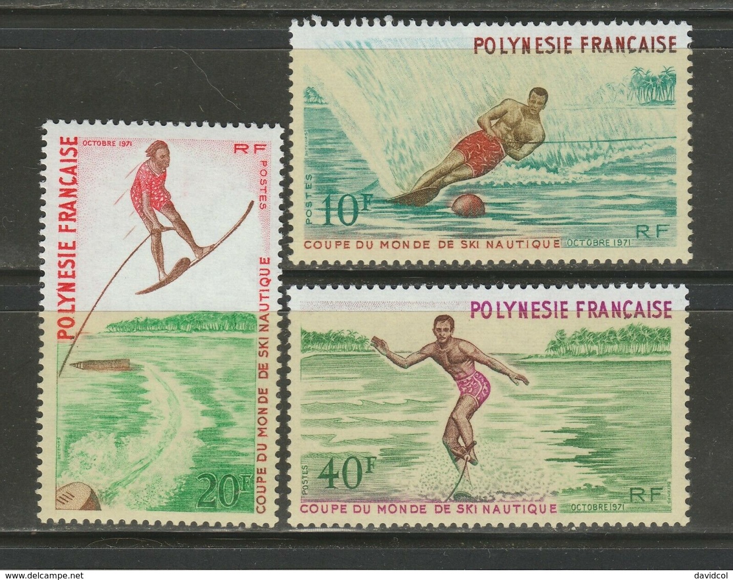 N215.-. 1972.-.  FRENCH POLYNESIA SC: #267-69 - MNH - World Water-Skiing Championships. SCV : US$ 35.25++ - Ski Náutico