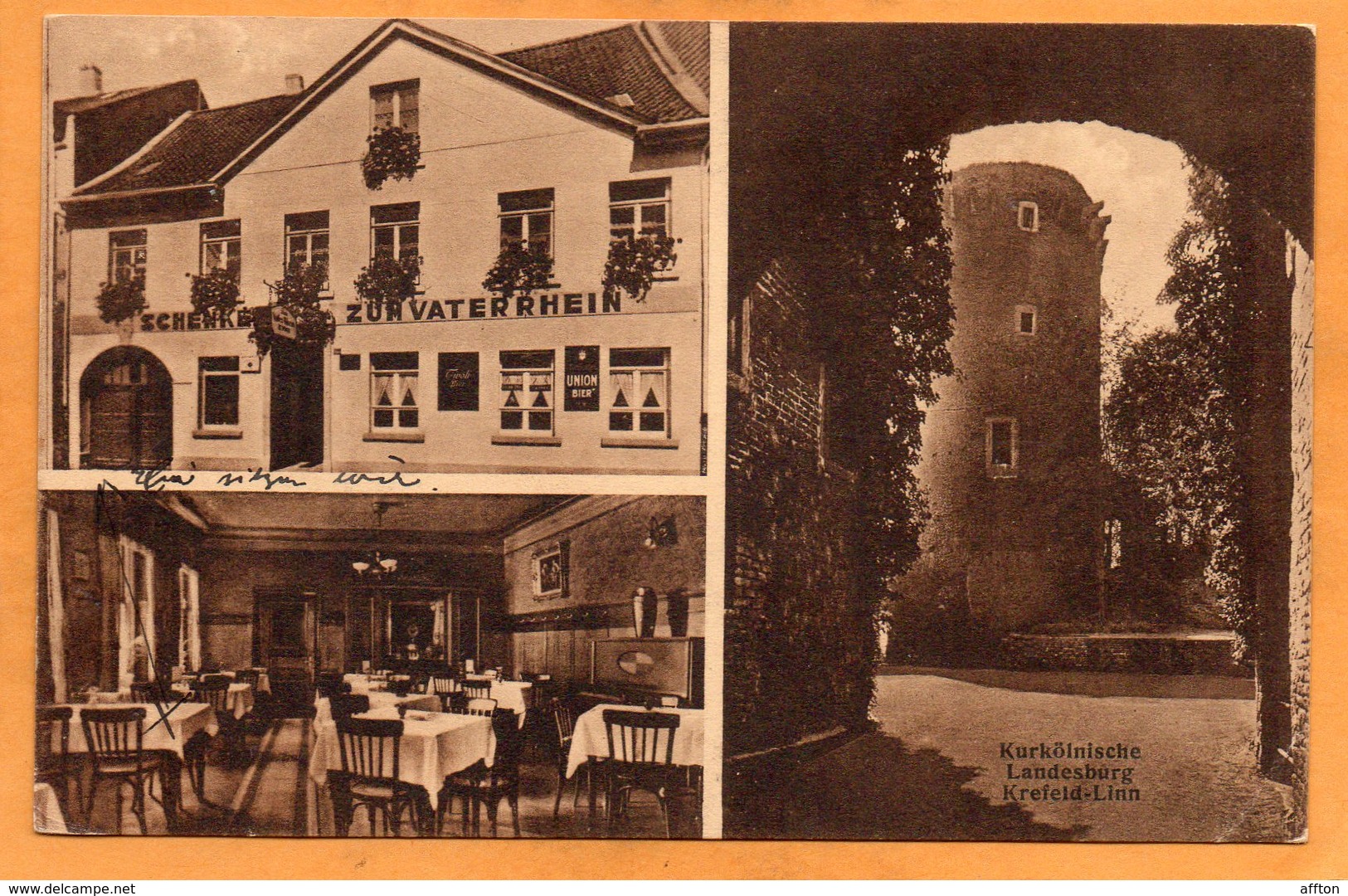 Krefeld Linn Schenke Zum Vater Rhein 1931 Postcard - Krefeld