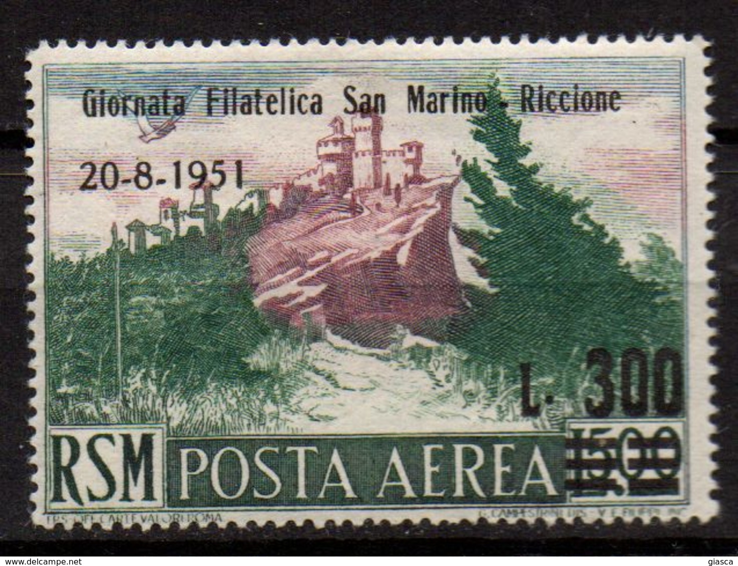 SAN MARINO : B023  -  1951  Air Fine Mint Piece  -  Yvert  € 50 - Corréo Aéreo