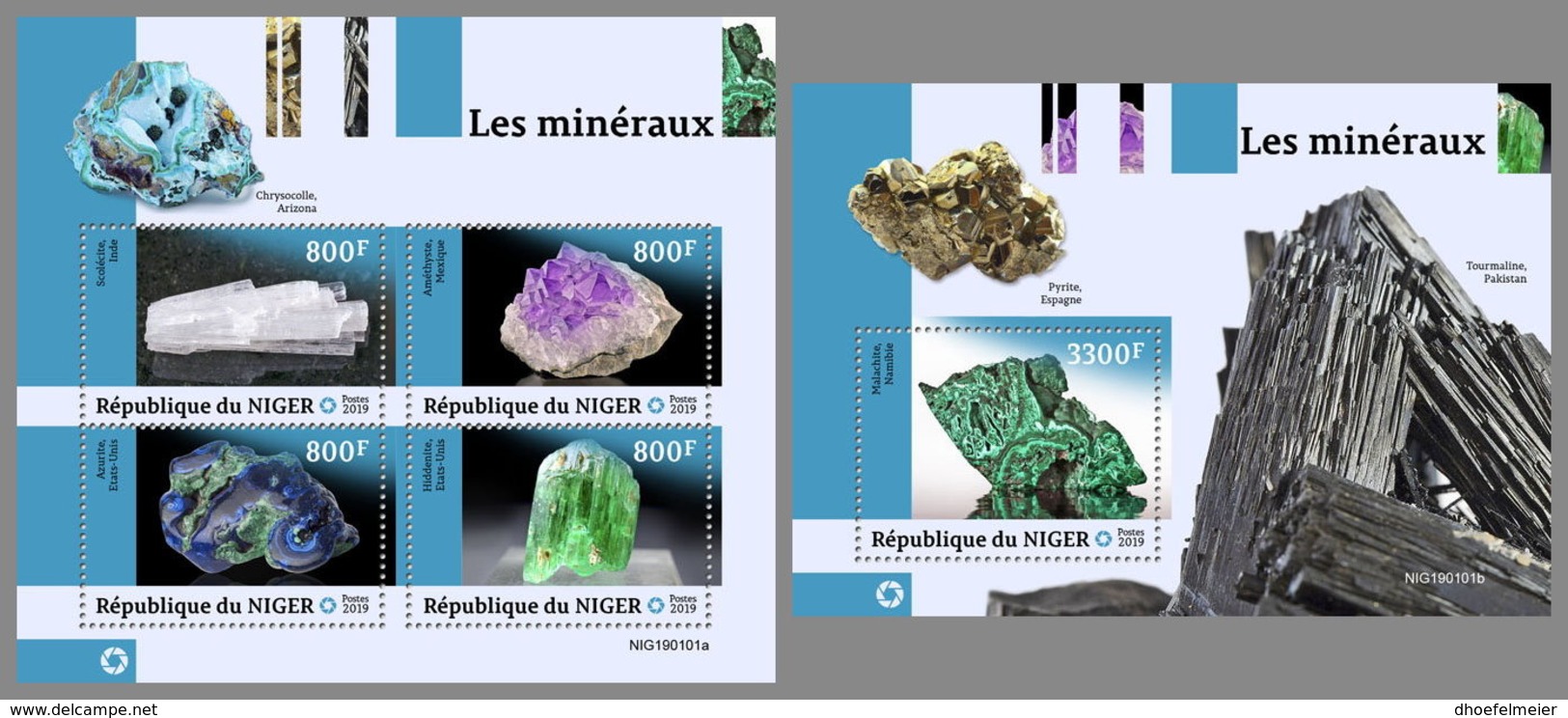 NIGER 2019 MNH Minerals Mineralien Mineraux M/S+S/S - OFFICIAL ISSUE - DH1914 - Minéraux