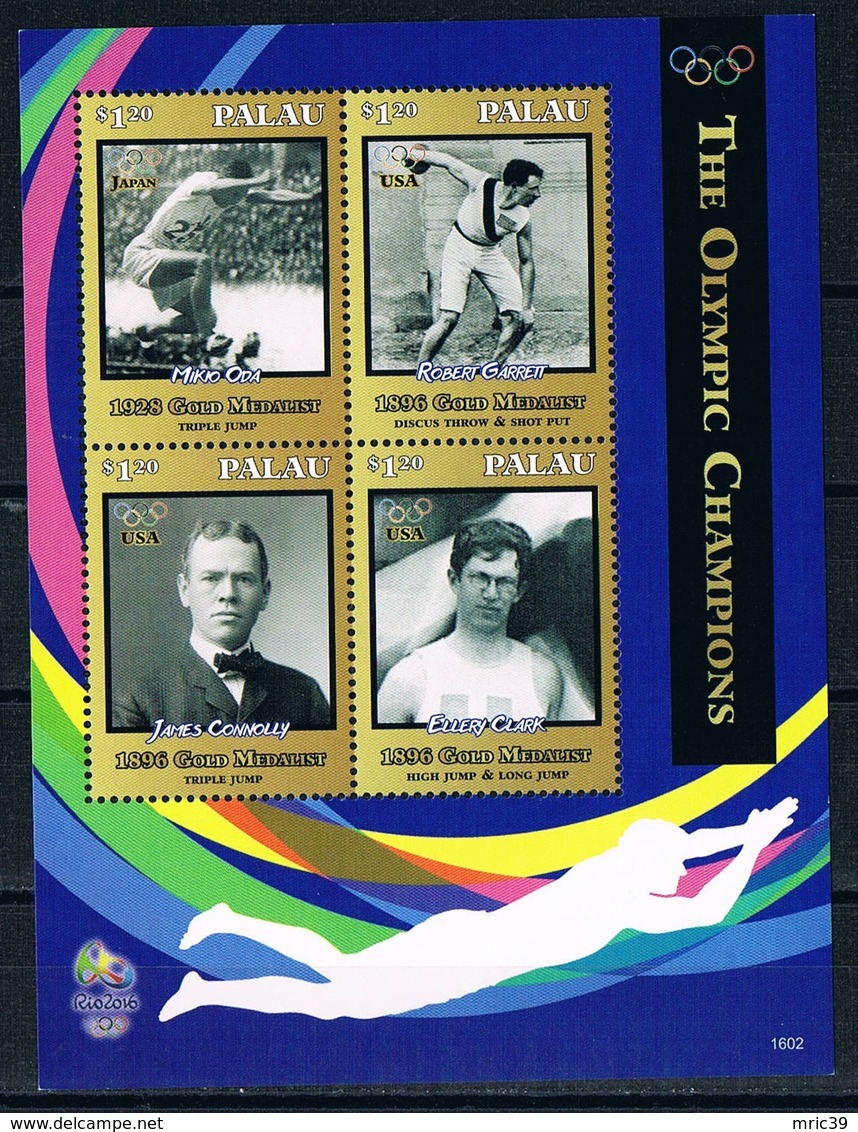 Bloc Sheet Jeux Olympiques Champions Olympic Athenes Athens Gymnastique Gymnastic Neuf  MNH **  Palau 2016 - Ete 1896: Athènes