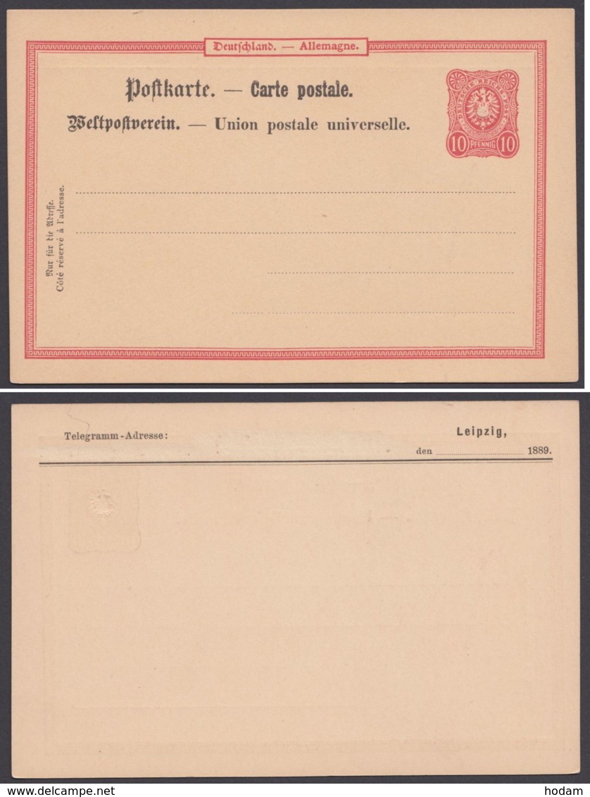 P 14 A, Zudruck "Leipzig, Telegramm-Adresse", 1889, Ungebraucht - Postkarten