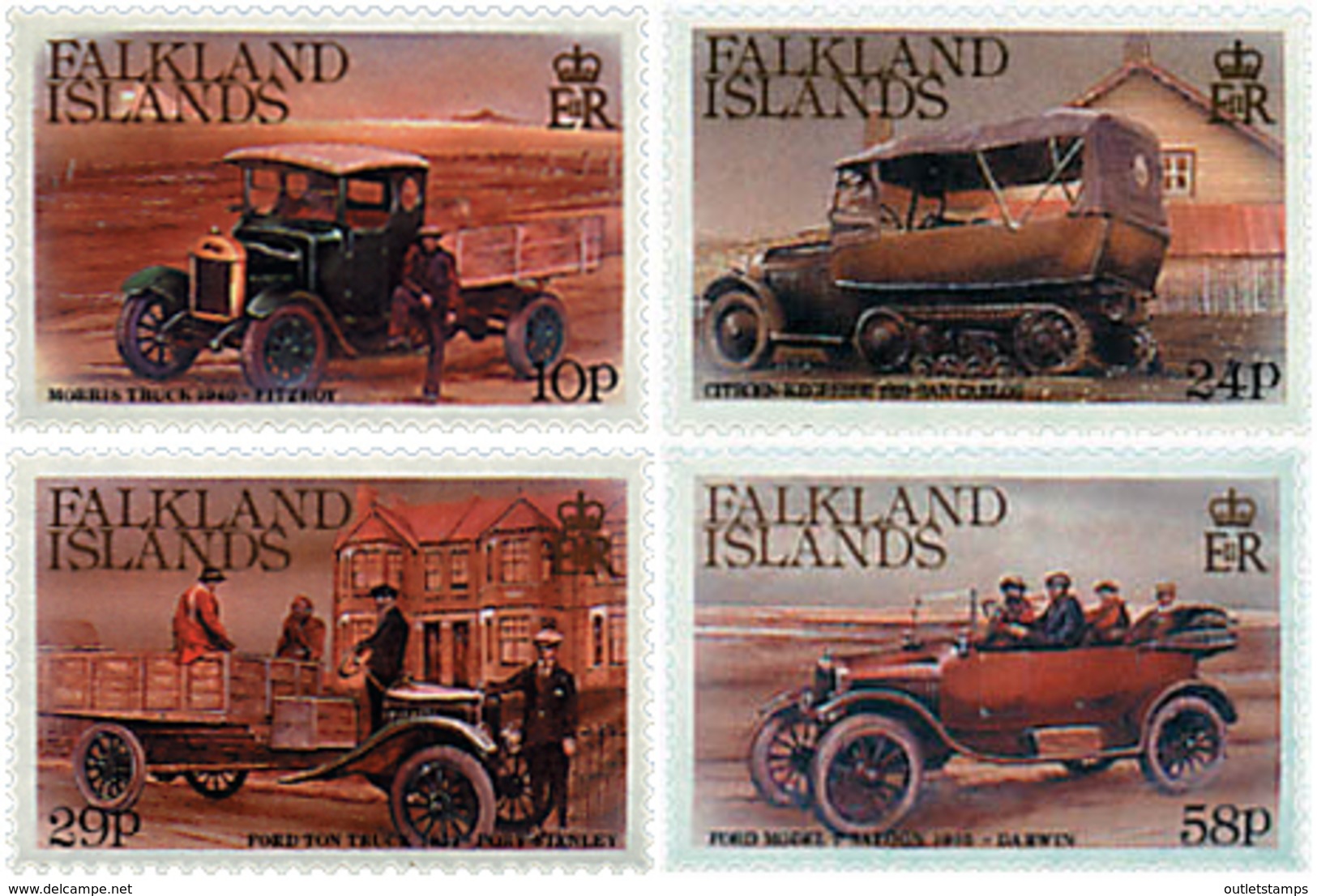 Ref. 49063 * NEW *  - FALKLAND Islands . 1988. VINTAGE VEHICLES. VEHICULOS ANTIGUOS - Islas Malvinas