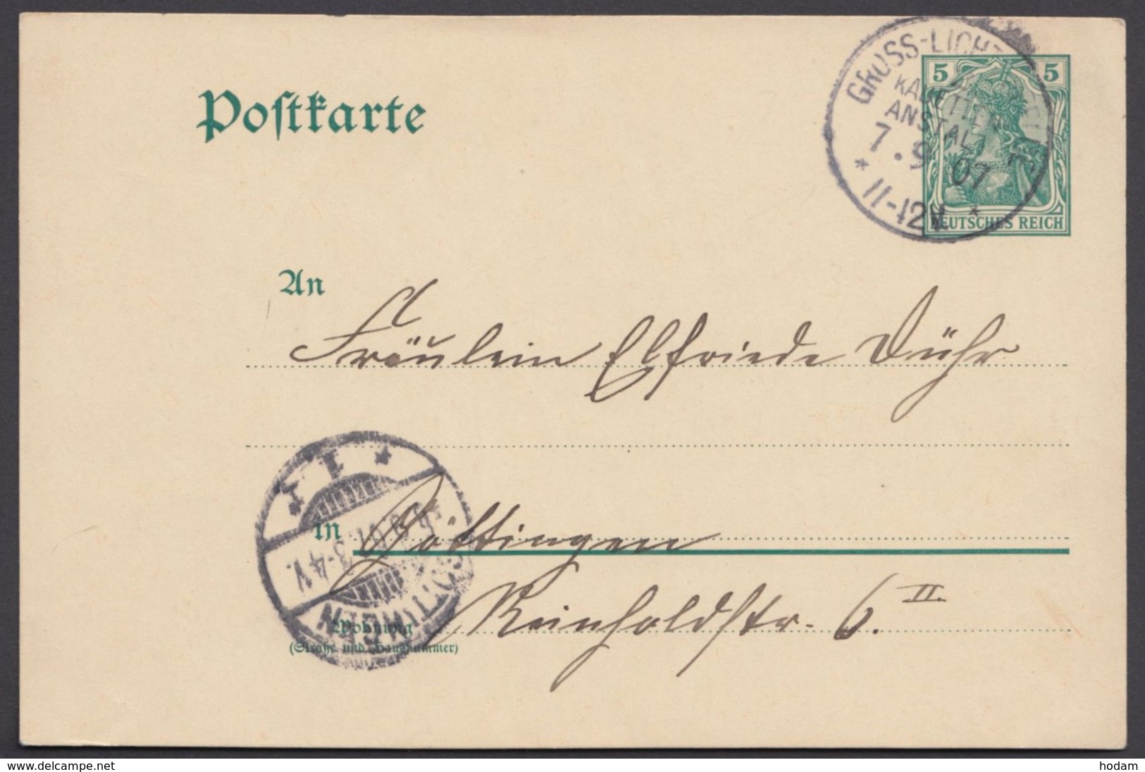 P 73, Bedarf "Groß-Lichterfelde, Kadettenanstalt", 7.9.07, KBHW : V93 - Postcards