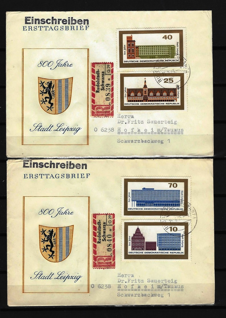 DDR - 2 RECO-Belege Mi-Nr. 1126 - 1129 Ersttags-Tagesstempel RUDOLSTADT-SCHWARZA - Sonstige & Ohne Zuordnung