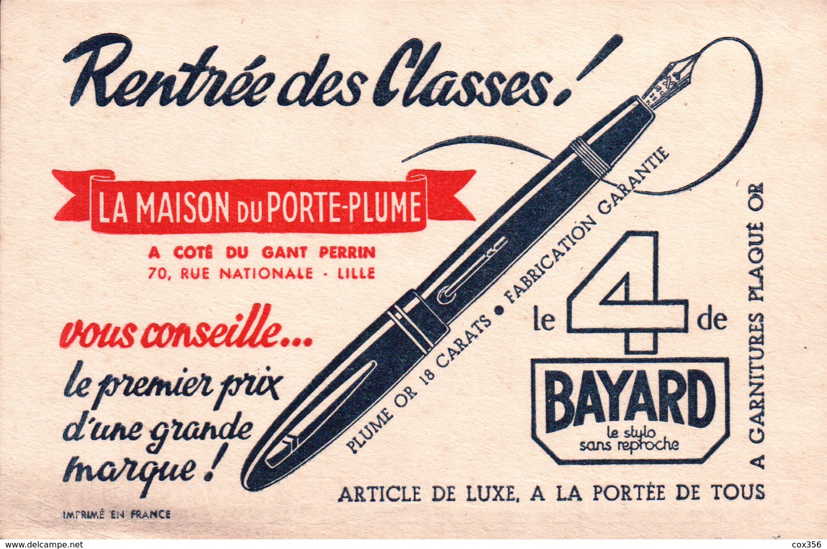 Ancien BUVARD Illustré LA MAISON DU PORTE PLUME Le 4 De BAYARD - Papeterie