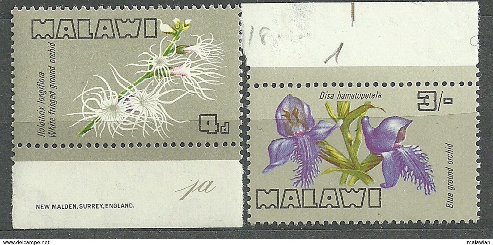 Malawi - Flowers, Flores, Fleurs, Fiori, Blumen, Kwiaty, Nature, Plants, Flora, Orchids - 2v Incomplete Set - Orquideas