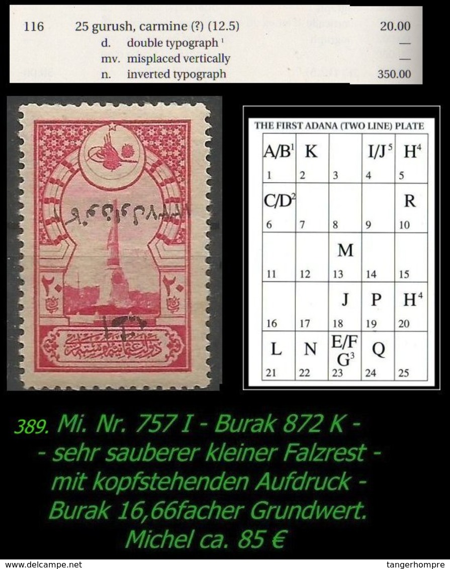 EARLY OTTOMAN SPECIALIZED FOR SPECIALIST, SEE...Mi. Nr. (757 I) - Mayo 116 N - Plattenfehler -R- - 1920-21 Kleinasien