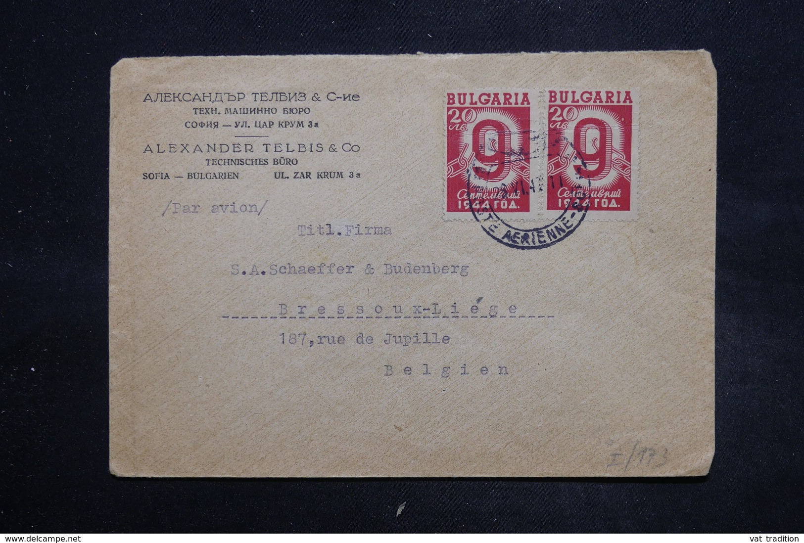 BULGARIE - Enveloppe Commerciale De Sofia Pour Bruxelles  En 1947 - L 27105 - Storia Postale