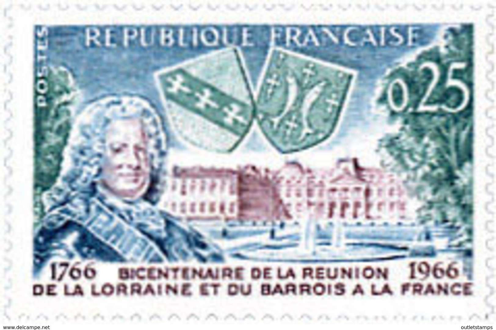 Ref. 122088 * NEW *  - FRANCE . 1966. BICENTENARY OF THE REUNION WITH FRANCE OF LORRAINE AND BARROIS. BICENTENARIO DE LA - Nuevos